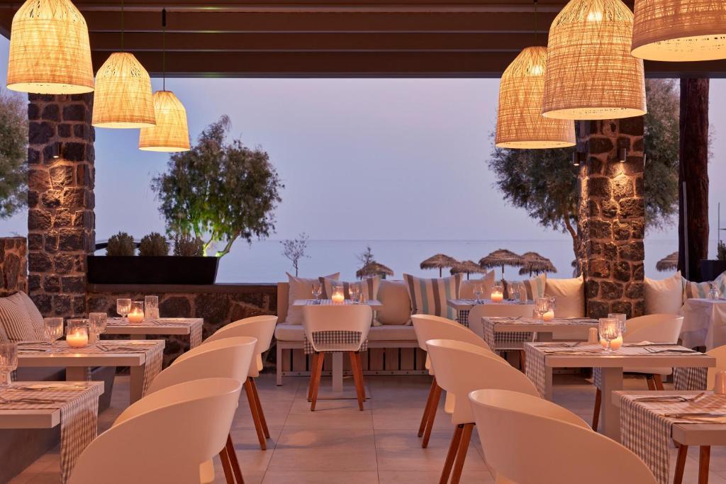 Görögország, Santorini, Perissa, Aqua Blue, étterem
