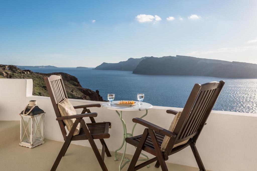 Görögország, Santorini, Oia, Fanari Villas, erkély