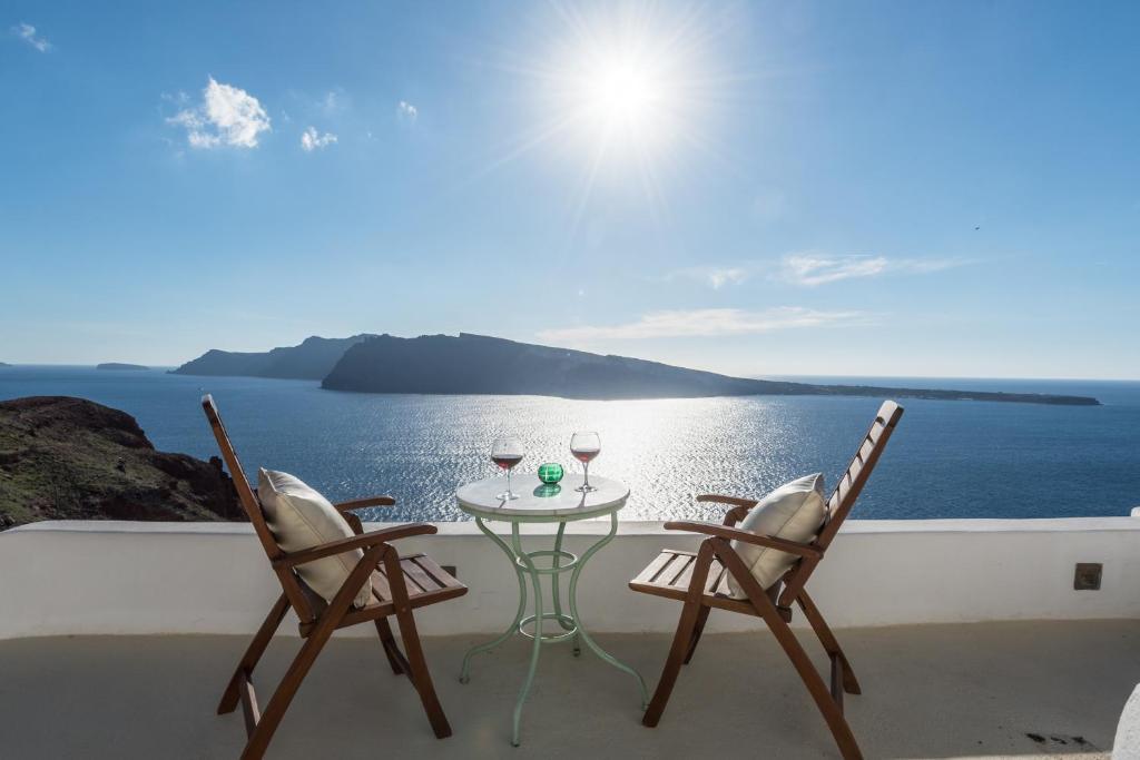 Görögország, Santorini, Oia, Fanari Villas, erkély